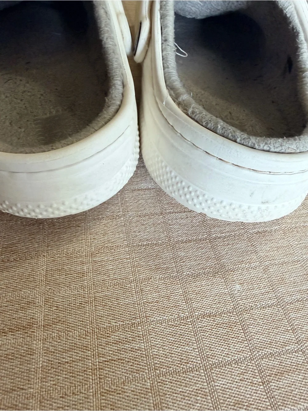 CROCS Kids Cream Clog with Grey Fleece Lining